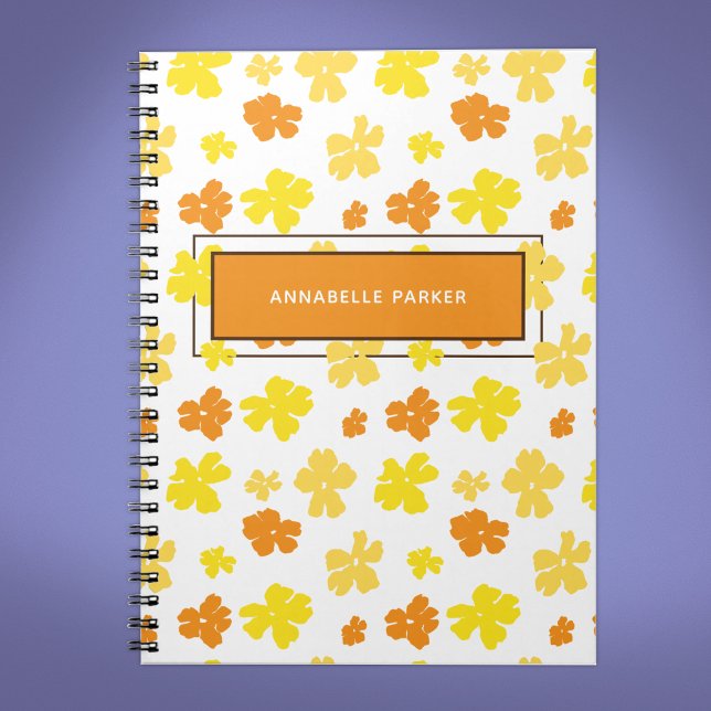 Caderno Espiral Flores Amarelo e Laranja Modernas e Negrito Person (Criador carregado)