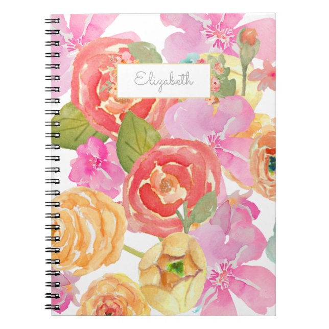 Caderno Espiral flores aquáticas modernas (Frente)
