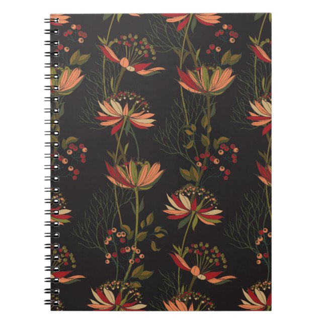 Caderno Espiral Flores astrantia: tecelagem floral. (Frente)