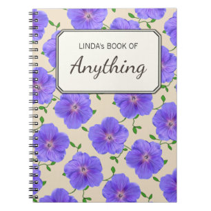 Caderno Espiral Flores azuis botânicas em alguma cor personalizada
