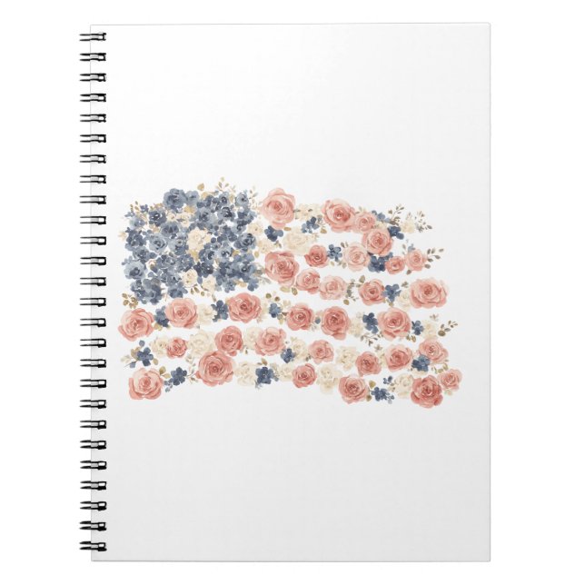 Caderno Espiral Flores Azuis Brancas Vermelhas (Frente)