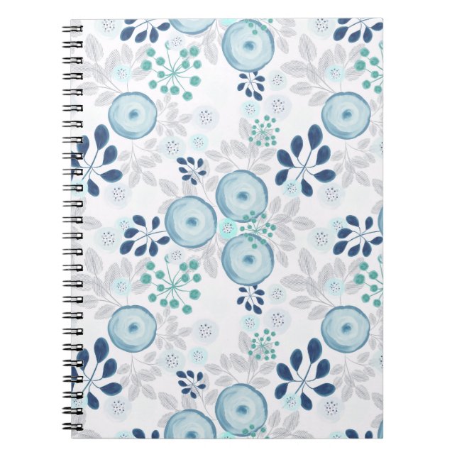Caderno Espiral Flores azuis-claras (Frente)