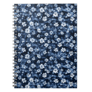 Caderno Espiral Flores Azuis Denim