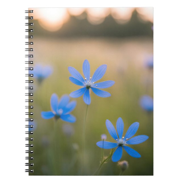 Caderno Espiral Flores Azuis em Prado (Frente)