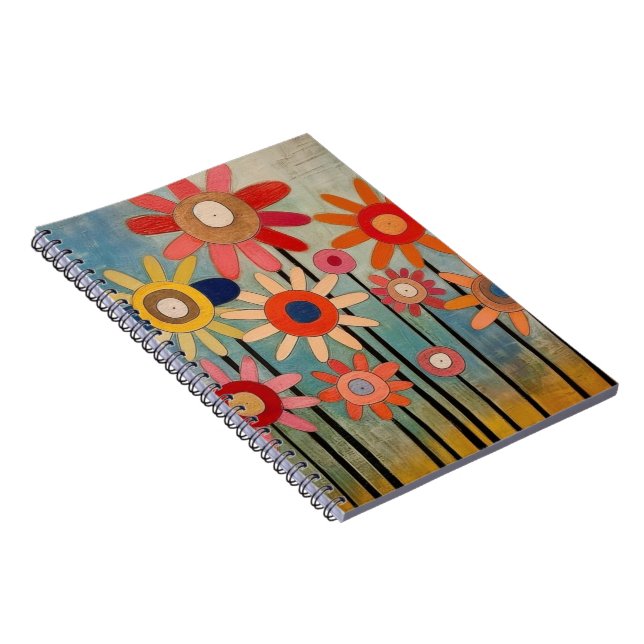 Caderno Espiral Flores Boêmias Coloridas (Lado Direito)
