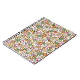 Caderno Espiral Flores Boho Daisy Anos 70 Groovy Floral