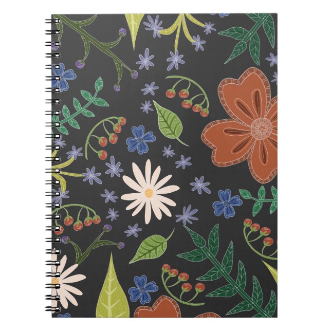 Caderno Espiral Flores Boho Indie Hippie Original (Frente)