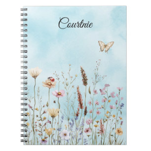 Caderno Espiral Flores Borboleta Ladybug Meadow
