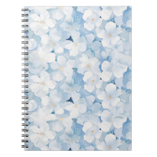 Caderno Espiral Flores Brancas Azuis de Santorini