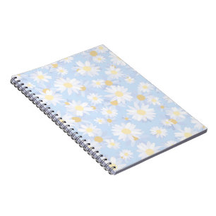 Caderno Espiral Flores Brancas Clássicas de Margarida Botânica d