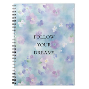 Caderno Espiral Flores brancas de Lavanda romântica