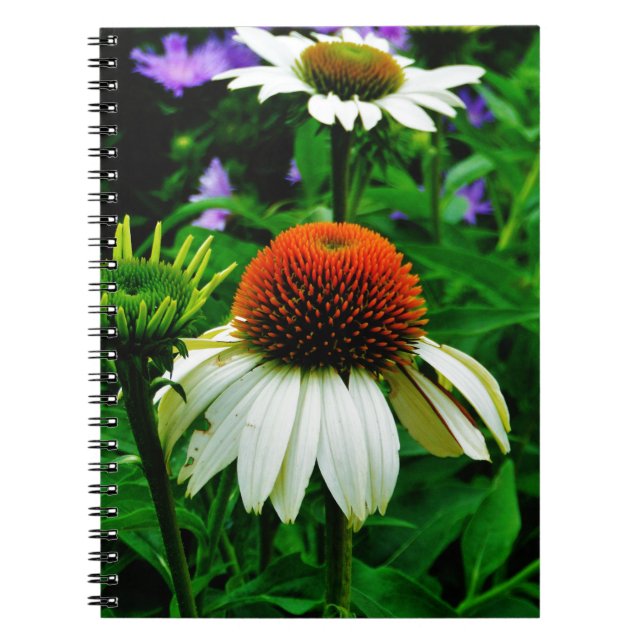 Caderno Espiral Flores brancas e laranja (Frente)