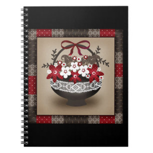 Caderno Espiral Flores cesto de cadarço de cadarço design floral s