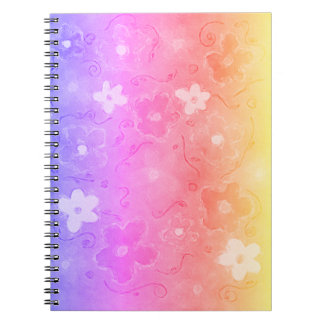 Caderno Espiral Flores Coloridas Desbotadas