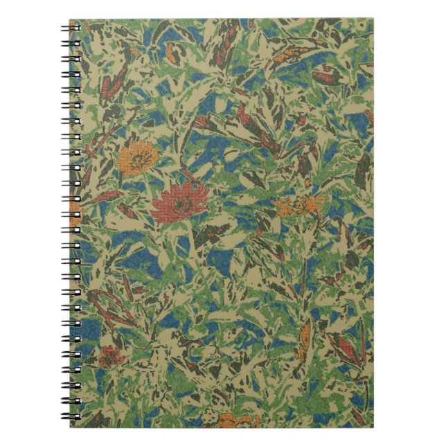 Caderno Espiral Flores contra o teste padrão da camuflagem da (Frente)