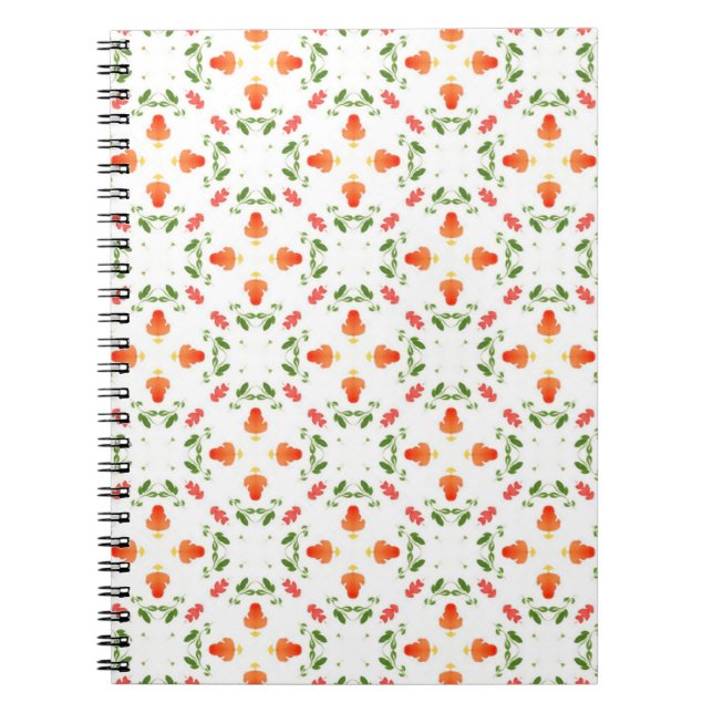 Caderno Espiral Flores cor-de-laranja (Frente)
