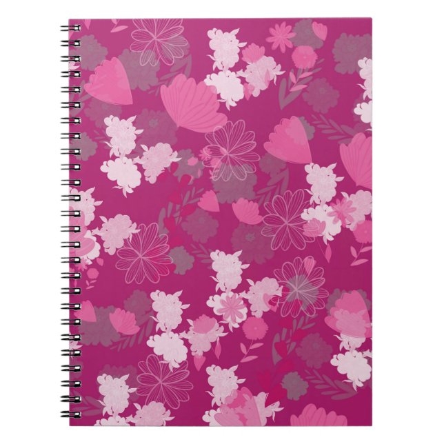 Caderno Espiral flores cor-de-rosa (Frente)