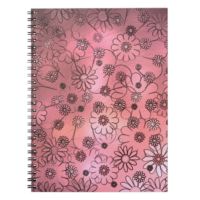 Caderno Espiral Flores Cor-de-Rosa Caprichosas (Frente)