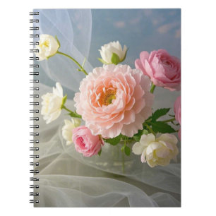 Caderno Espiral Flores Cor-de-Rosa Delicadas Atemporais Elegantes