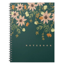 Caderno Espiral Flores Cor-de-rosa e laranja em verde