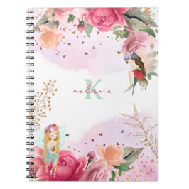 Caderno Espiral Flores Cor-de-Rosa e Professoras Fadas