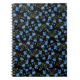 Caderno Espiral Flores Cosmos Azuis