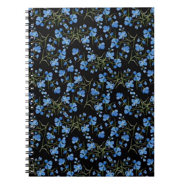 Caderno Espiral Flores Cosmos Azuis (Frente)
