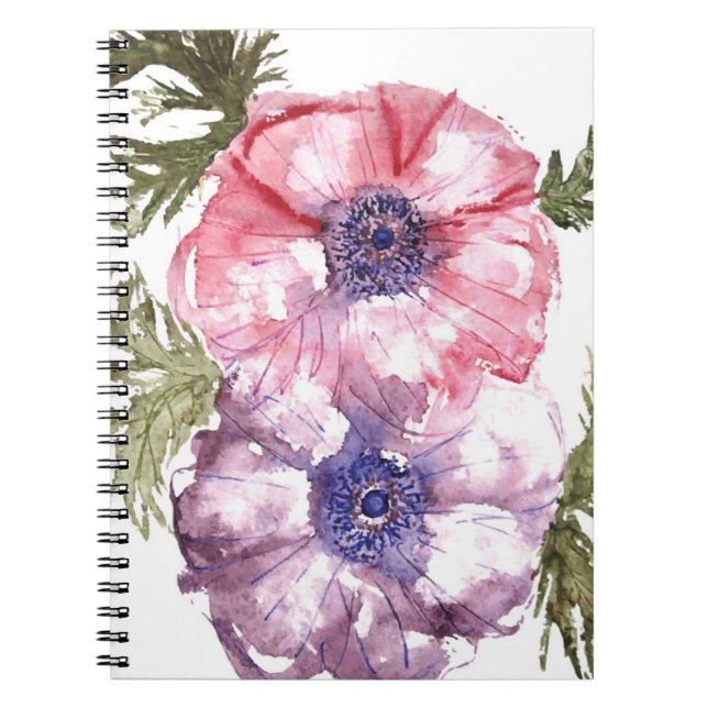 Caderno Espiral Flores da aguarela (Frente)