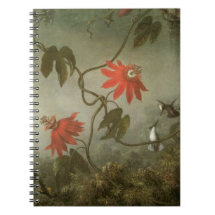Caderno Espiral Flores da Paixão e Beija-flores de Martin J Heade