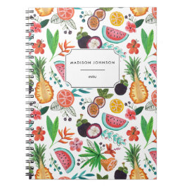 Caderno Espiral Flores de abacaxi de Fruta tropical | Bloco de not