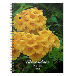 Caderno Espiral Flores de Aquarela Amarelo Thomas Personalizadas