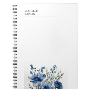 Caderno Espiral Flores de Aquarela Modernas Pretas e Brancas Profi