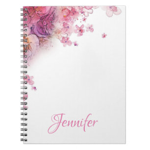 Caderno Espiral Flores de Aquarela Personalizadas Rosas Modernos E