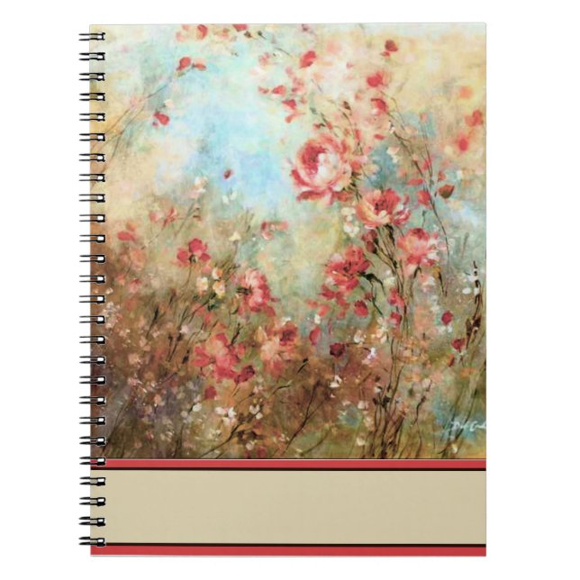 Caderno Espiral Flores de aquarela rosa (Frente)