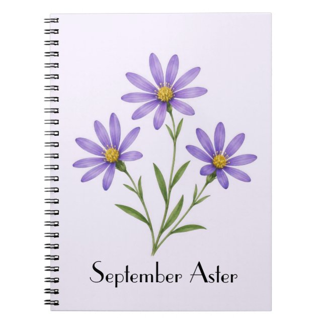 Caderno Espiral Flores de Áster de Setembro (Frente)