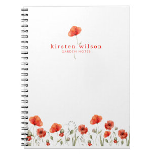 Caderno Espiral Flores de Capoeira Vermelha Elegante Personalizada