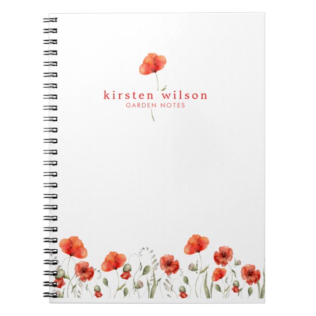 Caderno Espiral Flores de Capoeira Vermelha Elegante Personalizada (Frente)