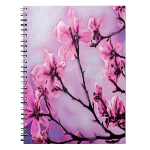 Caderno Espiral Flores de cerejeira cor-de-rosa