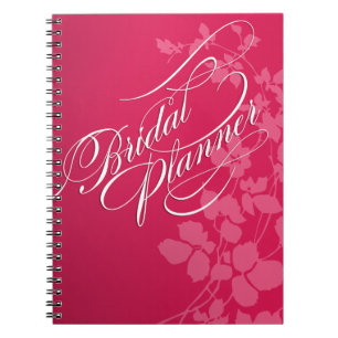 Caderno Espiral Flores de cerejeira que Wedding o rosa do fuschia