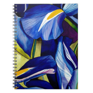 Caderno Espiral Flores de cor da água da arte original da Iris
