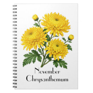 Caderno Espiral Flores de Crisântemo de Novembro