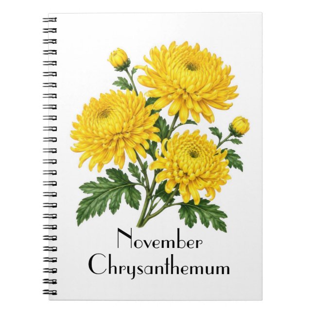 Caderno Espiral Flores de Crisântemo de Novembro (Frente)