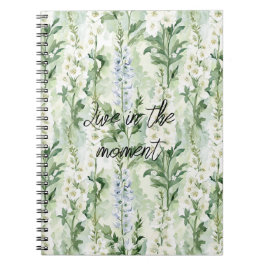 Caderno Espiral Flores de Delphinium Brancas Lavanda  