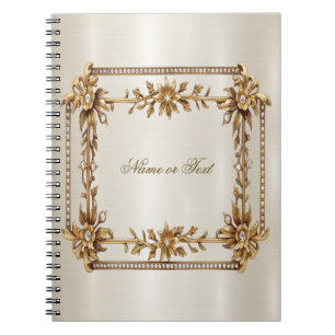 Caderno Espiral Flores De Dimons De Retângulo De Ornamentado Doura