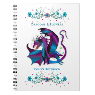 Caderno Espiral Flores de Dragão Feroz Nome Feminino Inserir Espir