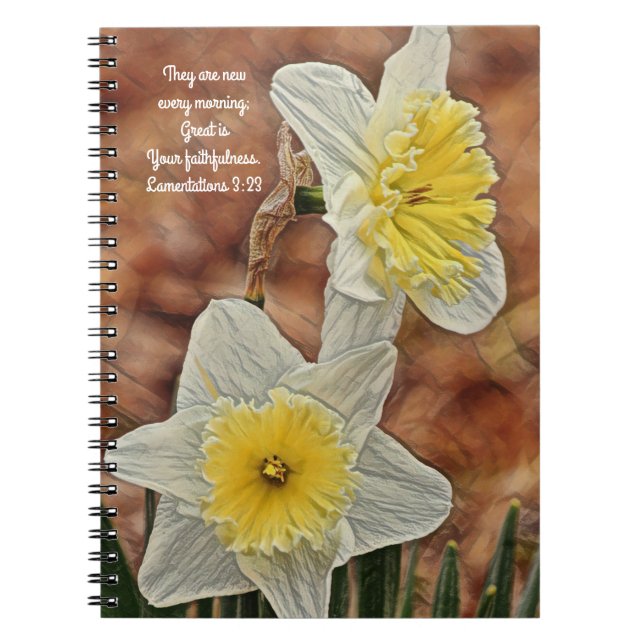 Caderno Espiral Flores de Fé Daffodil Faithice Prayer (Frente)