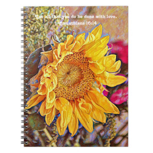 Caderno Espiral Flores de Fé, Diário de Oração do Amor de Girassol
