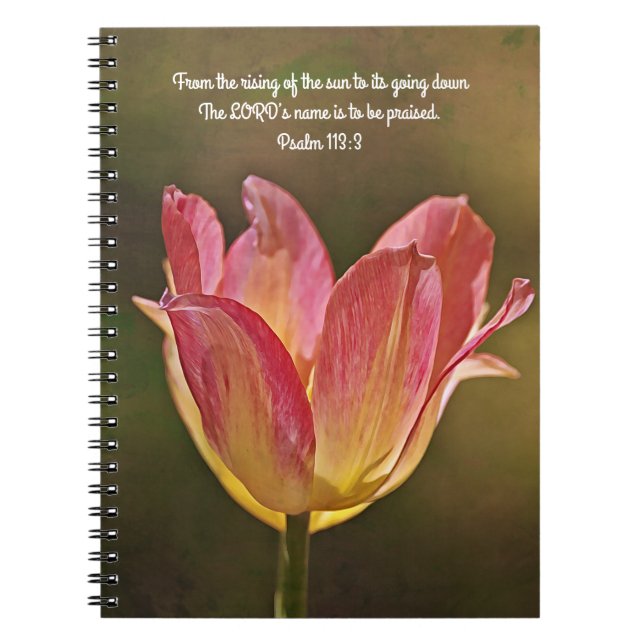 Caderno Espiral Flores de Fé Tulip Sunset Louvem Oração (Frente)