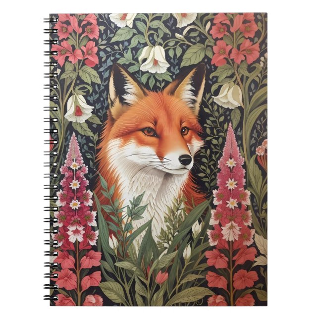 Caderno Espiral Flores de Fox e Foxglove William Morris Inspirado (Frente)