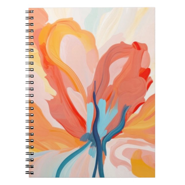 Caderno Espiral Flores de fundo pintura abstrato (Frente)